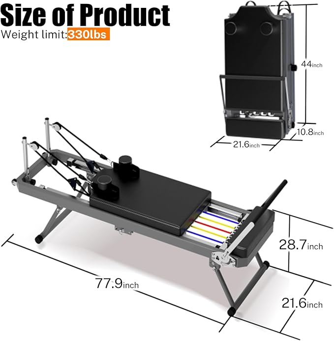 Pilates Reformer, Pilates Exercise Equipment, Foldable Home Workout Equipment for Home or Studio,Yoga Studio Same Commercial Fitness Equipment