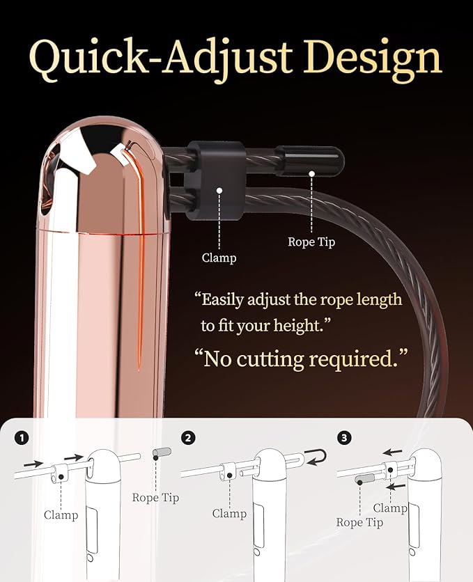 Smart Jump Rope | Accurate Calorie Tracking & 4 Training Modes | Adjustable Steel Wire Rope | Built-in High-Speed Bearings | Type-C Charging | Ideal for Fat Burning, Speed Training & Home Workouts