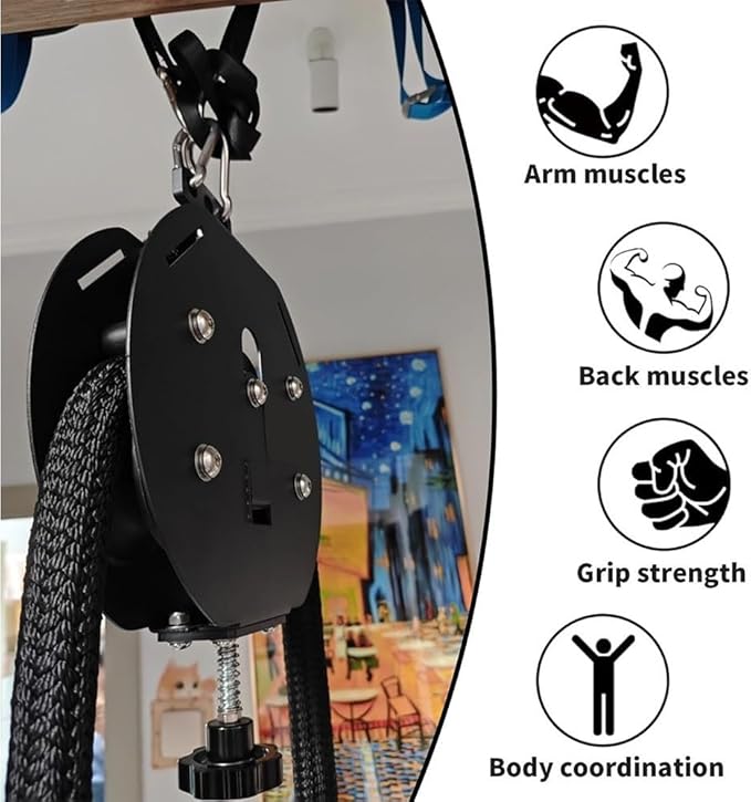 Endless Rope Trainer – Suspension Pulley System with 14ft Closed-Loop Nylon Rope & Adjustable Resistance for Home Gym HIIT and Interval Training