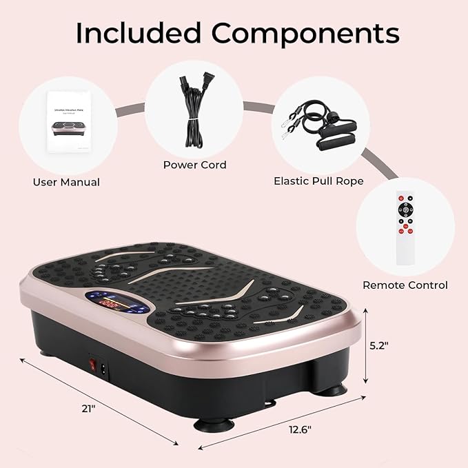 MAMIZO Vibration Plate Exercise Machine, Full Body Workout Shake Board Vibrate Platform for Lymphatic Drainage Weight Loss, with Loop Bands & Remote, Workout Equipment for Home Women Men