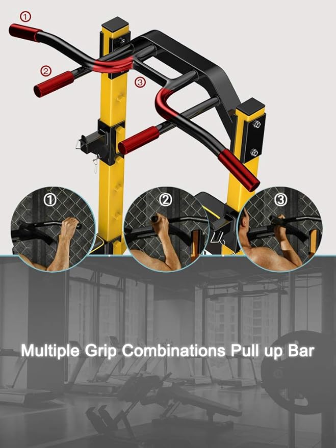 ZENOVA Pull Up Bar Station Power Tower, Adjustable Height Dip Bar for Home Gym Multi-Function Strength Training Workout Equipment