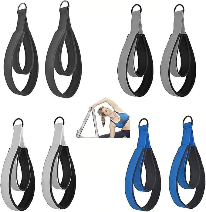 1 Pair Pilates Double Loop Strap For Reformer Fitness D-Rings Handle Yoga Exercise Accessory For Home Gym Workout Fitness D Rings Workout