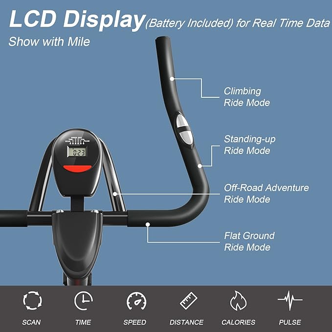 Goplus Magnetic Stationary Bike, Indoor Exercise Cycling Bike Smooth Belt Drive W/Heart Rate, LCD Monitor, Full Adjustment Near-silent Home Cardio Workout