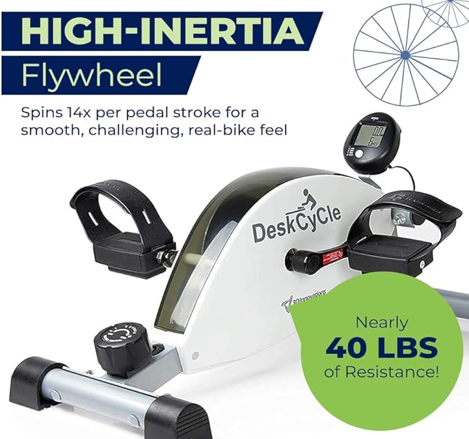 DeskCycle Under Desk Bike Pedal Exerciser - Stationary Bikes for Home & Office - Standard and Adjustable Height Versions