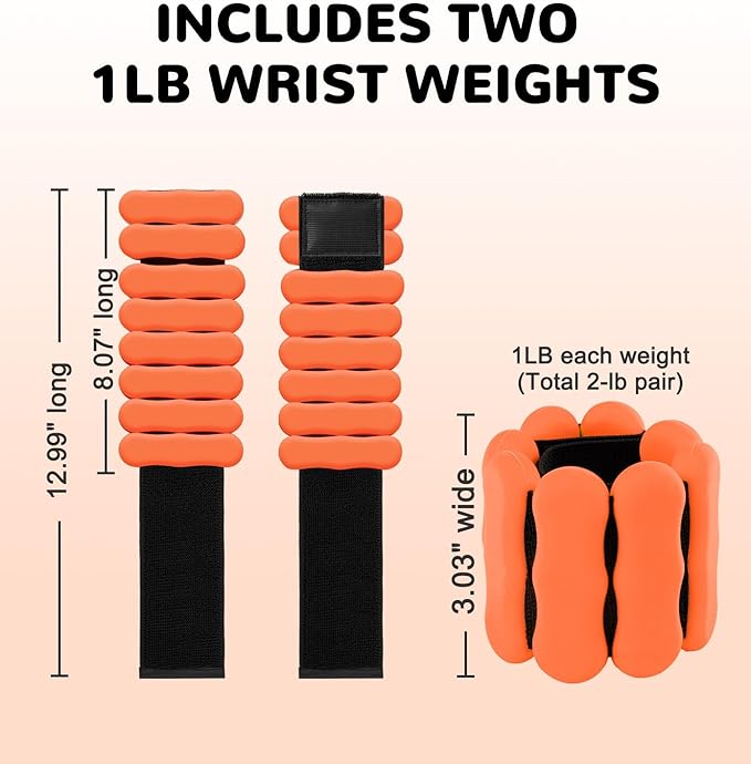 Wrist Ankle Weights for Women Men, Leg Arm Wrist Weights Bangles 1lb*2 2lb*2 Wearable Weights Pilates Weighted Bracelet for Strength Training Walking Swimming Yoga Physical Therapy