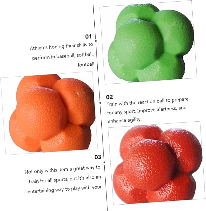 BESTOYARD 9 Pcs Hexagon Ball Interactive Toy Interactiv Training Agility Balls Reaction Softball Reaction Time Agility Reaction Reflex Training Fitness High Elasticity Football