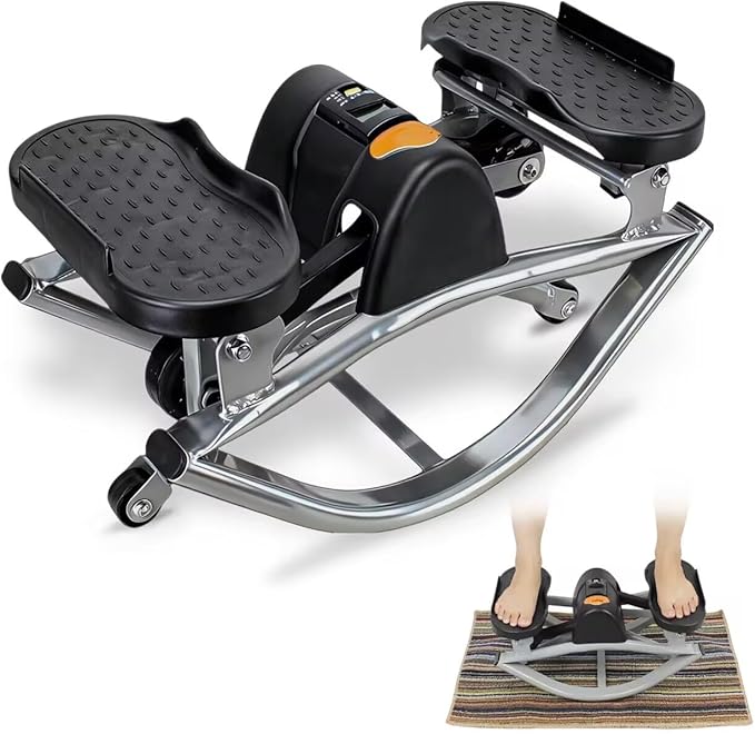 Rock Stepper, Side to Side Stepper Machine with Non-Slip Floor Mat and Resistance Band, Home Exercise Steppers for Legs, Glutes, Abs
