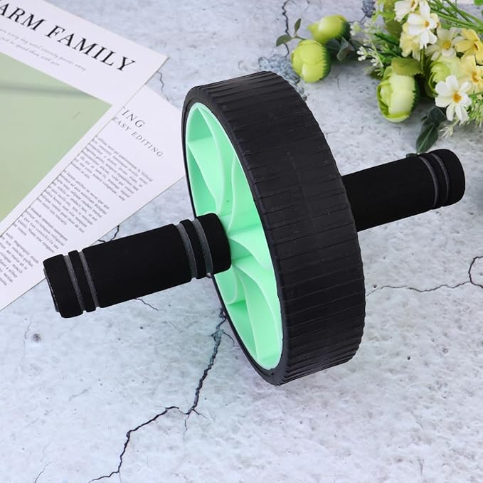 Ab Roller Wheel Abdominal Exercise Device Home Fitness Equipment for Core Strength Training Unisex with Non-slip Grip Green