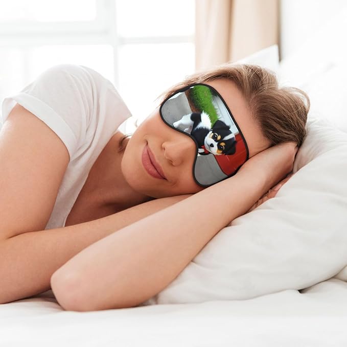 Black and White Puppy Head-Mounted Double-Sided Light-Blocking Sleeping Eye mask to Protect Eyes and Relieve Eye Fatigue