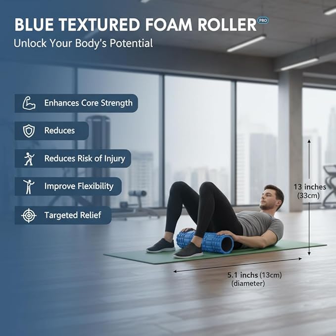 High-Density Foam Roller for Fitness, Stretching, and Mobility Exercises (Black)
