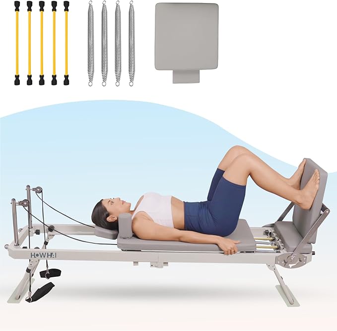 Reformer Pilates Machine, Foldable Pilates Reformer with Jump Board, Pilates Equipment for Home Gym Studio Use with 153 lbs Adjustable Resistance (400lbs Capacity)