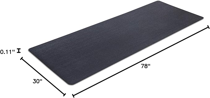 MotionTex Exercise Equipment Mat for Under Treadmill, Stationary Bike, Rowing Machine, Elliptical, Fitness Equipment, Home Gym Floor Protection, 30" x 78", Black