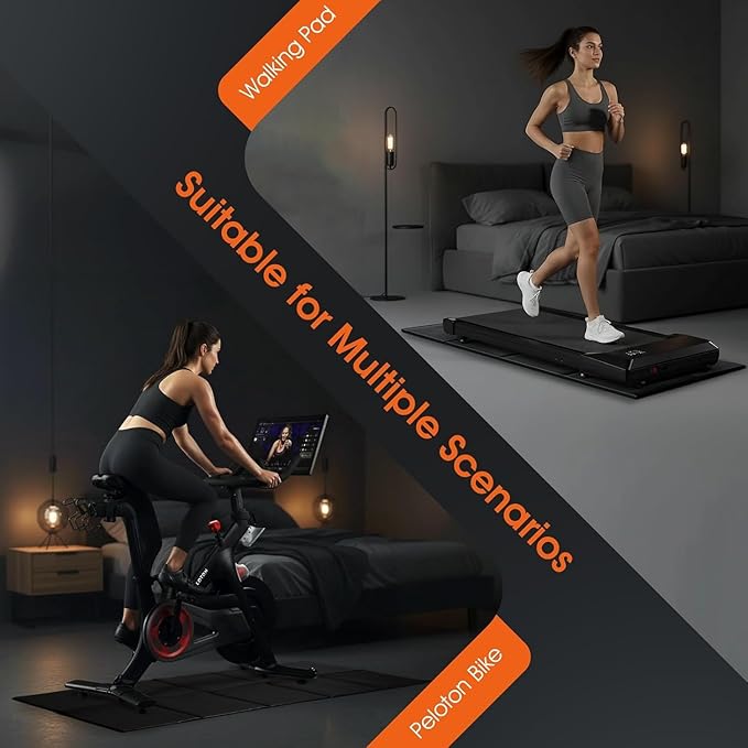 57" x 25" 6MM Thick Tailor-Made Walking Pad Mat for Carpet Hardwood Floors, Thick Foldable Treadmill Mat Carpet,Waterproof,Ordorless,No Slip,Noise Reduce,Shocking Absorbing,Rubber Foam Matt Equipment Floor Protector