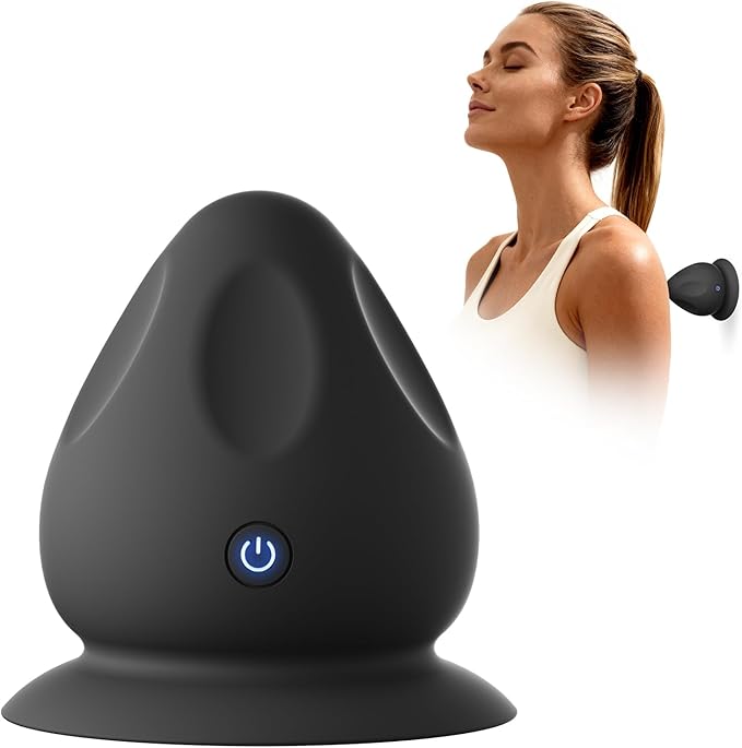 Mountable Massage Ball with Suction Base, Sports Relaxation Muscle Massage Tool, Deep Tissue Trigger Point Massager (Black)