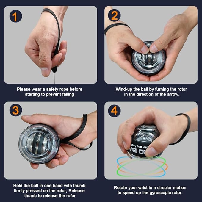 Wrist Ball Hand Exerciser, Wrist Ball Exerciser with LCD Counter, Metal Gyro Ball Torque Ball for Grip Strength, Silicone Handle, Wrist & Forearm Trainer for Home/Office, 2026 New Model