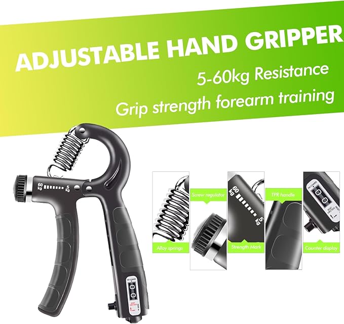 Hand Trainer Kit 8 Pack,Finger Trainer,Gyroscopic Ball, Anti Stress Ball,Grip Trainer with Counter,Finger Stretcher,Hand Grip Strengthener,Training Set for Fitness Strength Training at Home