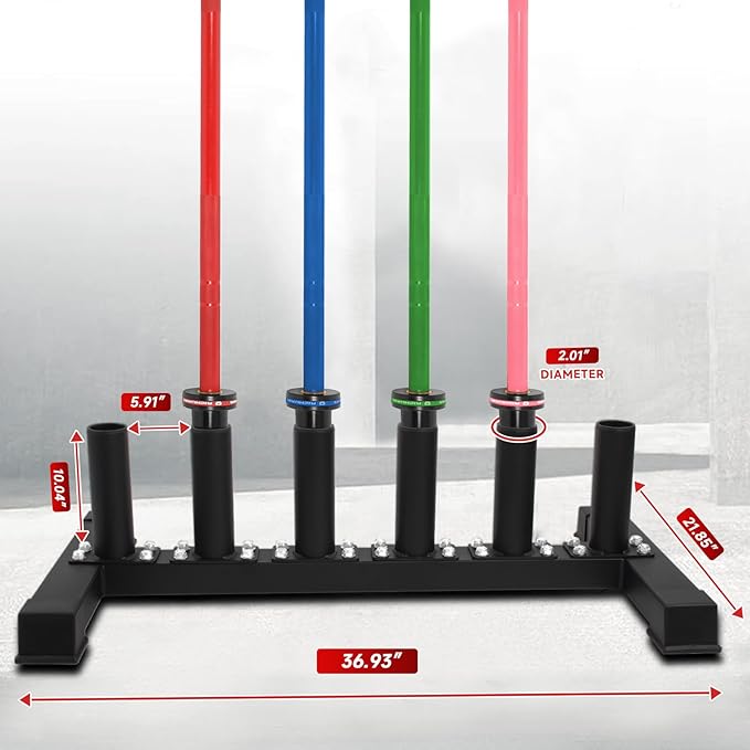 Freestanding Barbell Holder, Vertical 6 Bar Storage Rack for 2" Olympic Bars, Durable Barbell Stand, Space-Saving Floor Stand for Weight Bar and Specialty Bars