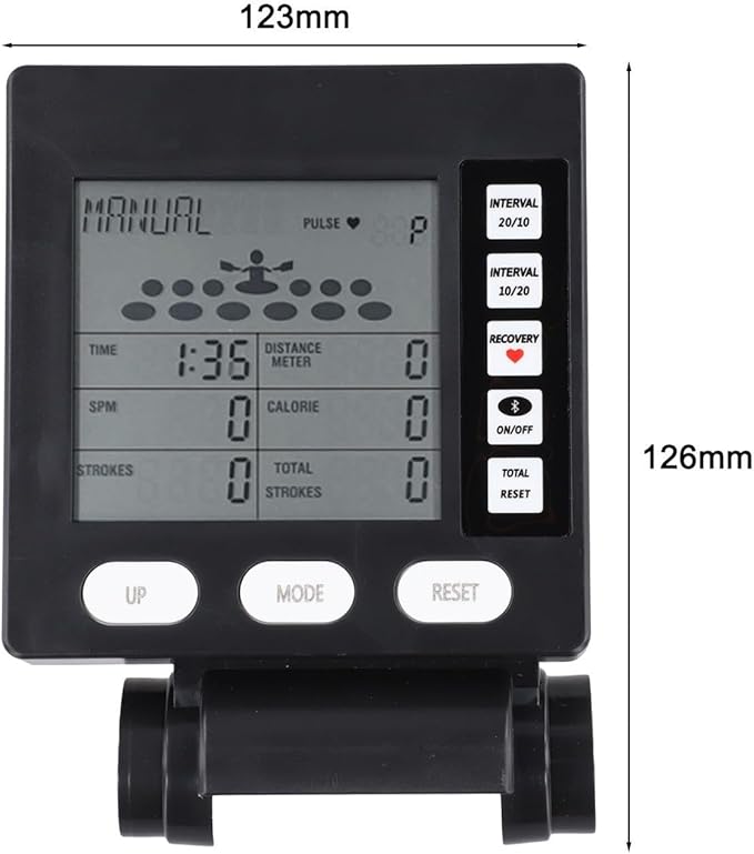 Replacement Rowing Machine Counter Speedometer with LCD Screen, Black Plastic Monitor for Wind Resistance Equipment
