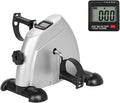 Mini Exercise Bike Pedal Exerciser for Arms & Legs, Portable Under Desk Bike with LCD Monitor, Adjustable Resistance Home Office Fitness Trainer, Compact Hand & Foot Cycle – Silver