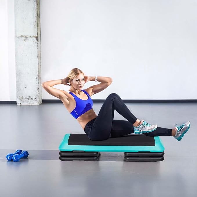 ZenStyle 43" Adjustable Aerobic Stepper Bench with 4/6/8 Inch Risers, Non-Slip Surface for Cardio, Strength Training & Home Fitness Workout