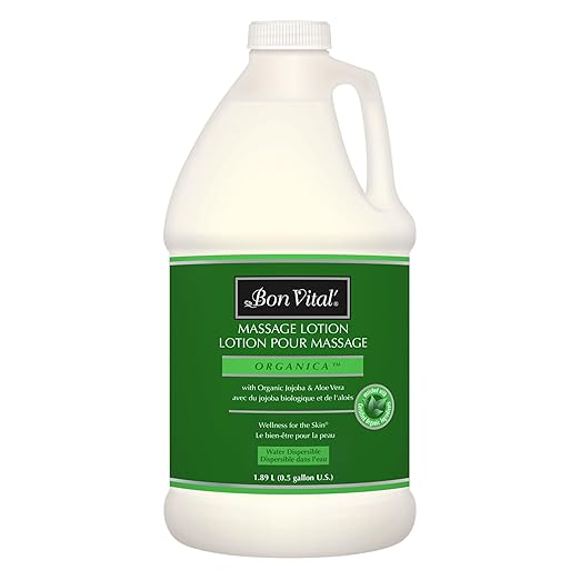 Bon Vital', Organica Massage Lotion, 1/2 Gallon, Lightweight Massage Lotion for Massage Therapy and Bodywork, Certified Organic Ingredients, Unscented, Professional Spa Use