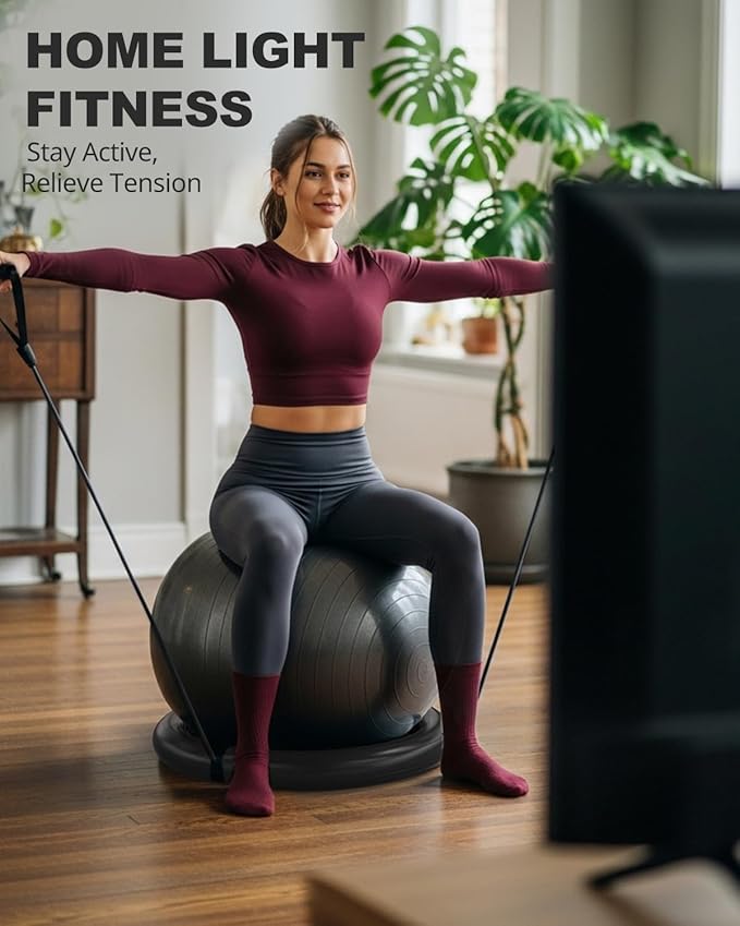 Trideer Ball Chair - Yoga Ball with Base & Bands for Home Gym Workout