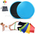 Core Exercise Sliders, Dual Sided Gliding Discs & Exercise Resistance Loop Bands & Pounch for Legs Butt Forearm Stretching Physical Therapy Use on Carpet or Hardwood Floors Home Ab Workout