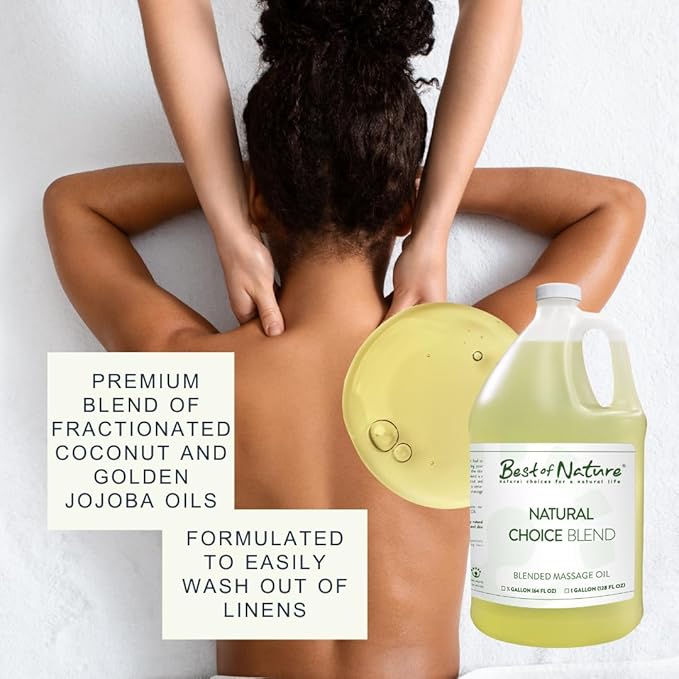 Best of Nature Natural Choice Blend Massage Oil – Professional-Grade, Lightweight & Non-Greasy Moisturizing Oil for Massage Therapy, Spa & Home Use, Gallon (128 fl oz)
