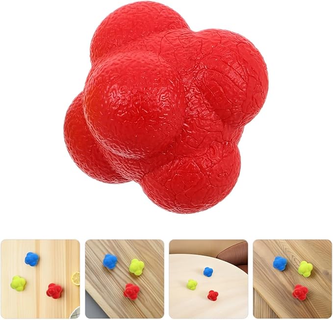 6Pcs Hexagonal Reaction Balls Set 5.5Cm for Hand Eye Coordination Training, Sports Agility Reflex Balls in Red Yellow Blue for and Adults Speed Reflex Exercise