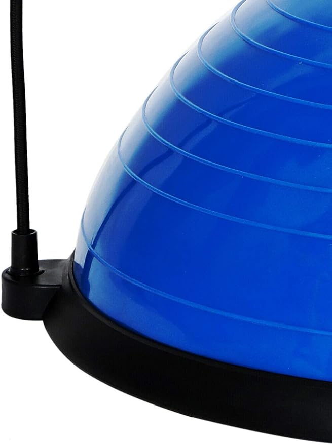 Half Ball Balance Trainer, Half Yoga Balance Board Exercise Ball for Full Body Workout, Stability Ball Platform, Core AB Training Strength Home Workout Fitness Physical Therapy, 2 Resistance Bands