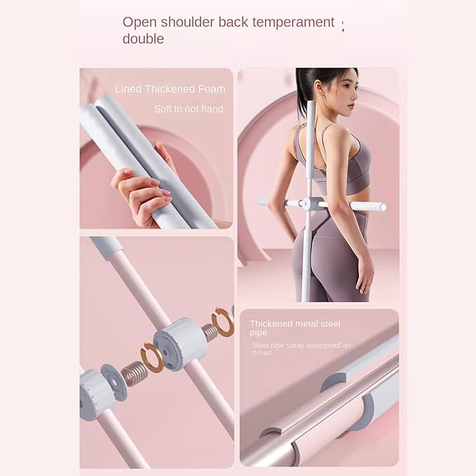 Yoga Stretching - Adjustable Alignment Bar, Back Corrector | Pilates Workout Post For Home Gym Office Fitness Support