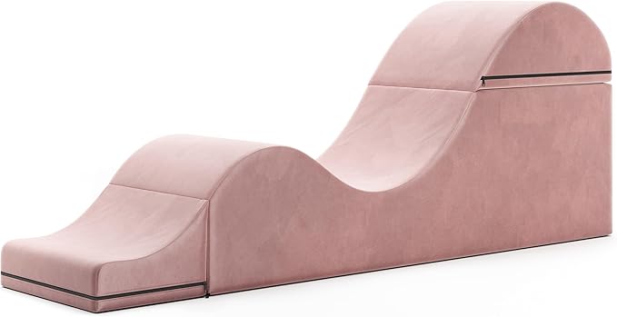 Avana Kami Convertible Chaise/Bed Bench for Yoga & Massage - 2-in-1 End of Bed Ottoman with Concealed Fold Out Yoga Lounge Chair, 22" Wide, Microvelvet Rose