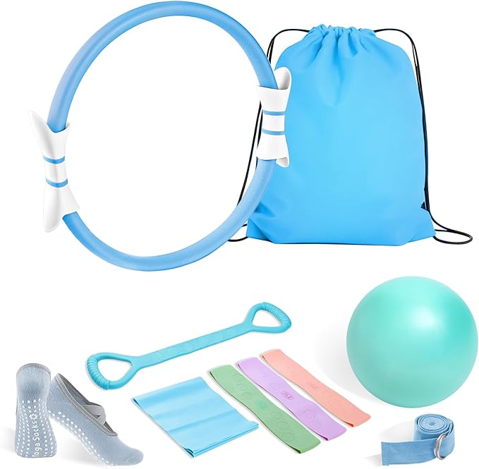Luscinia Pilates Kit,Home Pilates Ring Kit for Women,Pilates Equipment Ring and Ball Set with Pilates Ring, Pilates Ball, Resistance Bands, Figure 8 Band & Accessories Pilates Starter Kit