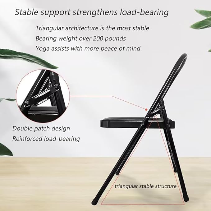 Iyengar Yoga Chair Backless Yoga Chair Pilates Chair Yoga Inversion Chair PU Fabric Foldable Balance Training,Black