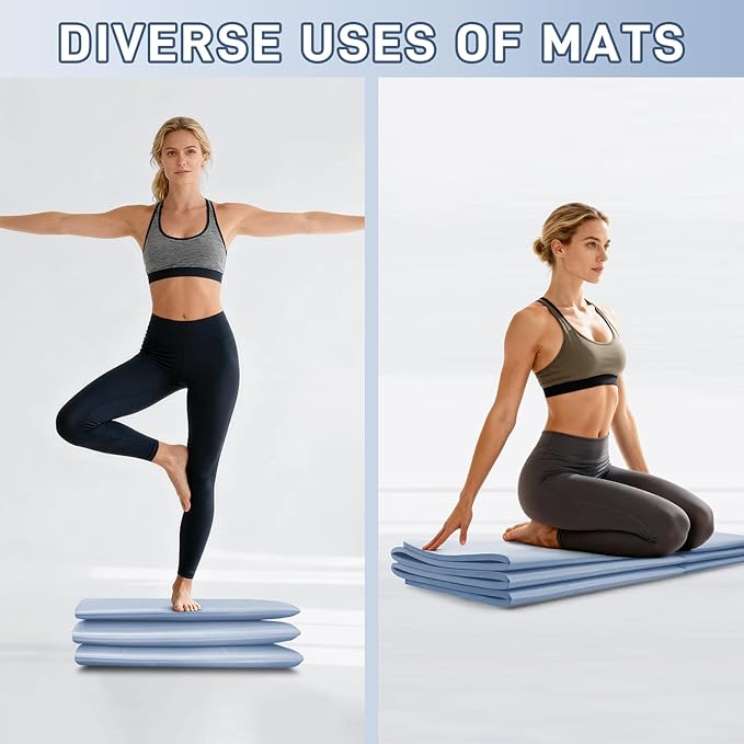 Foldable Yoga Mat for Travel 72"x 32"x 0.32"Inch, 8mm Thick Folding Exercise Mat, Outdoor Non-slip Pilates Mat for Women & Men, Wide Yoga Mat Packable for Workout and Fitness