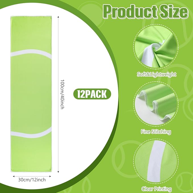 12 Pcs Cooling Towel Baseball Football Basketball Breathable Chilly Softball Soccer Ice Towel, 40"x12" Tennis Microfiber Accessories for Player