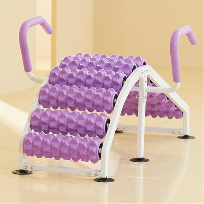 Chair Yoga with Handles, Foldable Pilates Equipment with Multiple Foam Rollers, Home Workout Bench with Suction Cup for Gym, Bedroom, Living Room