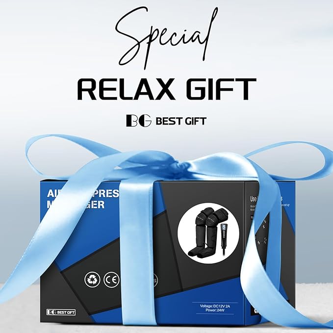 Mother's Day Gifts for Mom, Women, Dad, Men, Him, Her, Father's Day, Christmas, Air Compression Massager with Heat for Comprehensive Leg and Foot Therapy, Helpful for Varicose Veins, Cramps, Edema