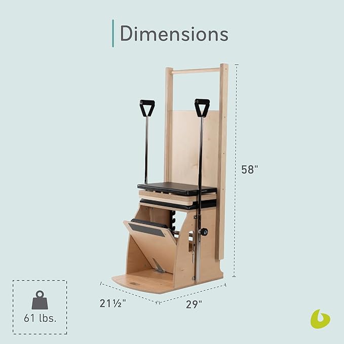 Balanced Body Pilates Wunda Chair – Professional Pilates Equipment with Optional High Back and Handles for Home or Studio Use