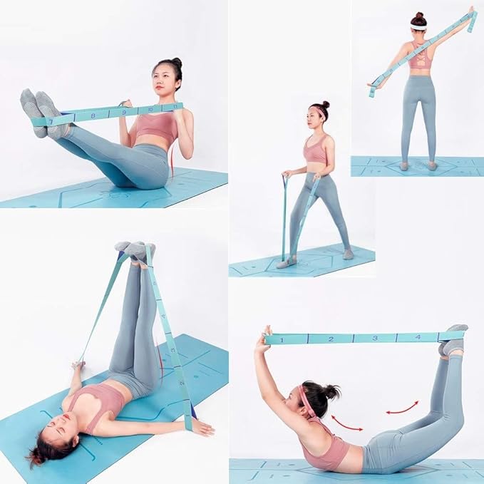 Nitpicker Stretching Straps Hamstring Stretcher Device Elastic Exercise Band Yoga mat Carrying Straps Leg Exercise Equipment Stretching Strap with Loops for Flexibility Stretch Strap 11 Loops