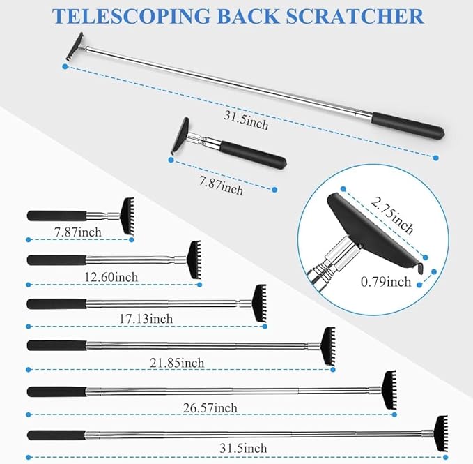 Oversized Back Scratcher Gift Set, 2 Pack, Upgraded Metal Stainless Steel Telescoping Back Scratcher Tool with Canvas Carrying Bag