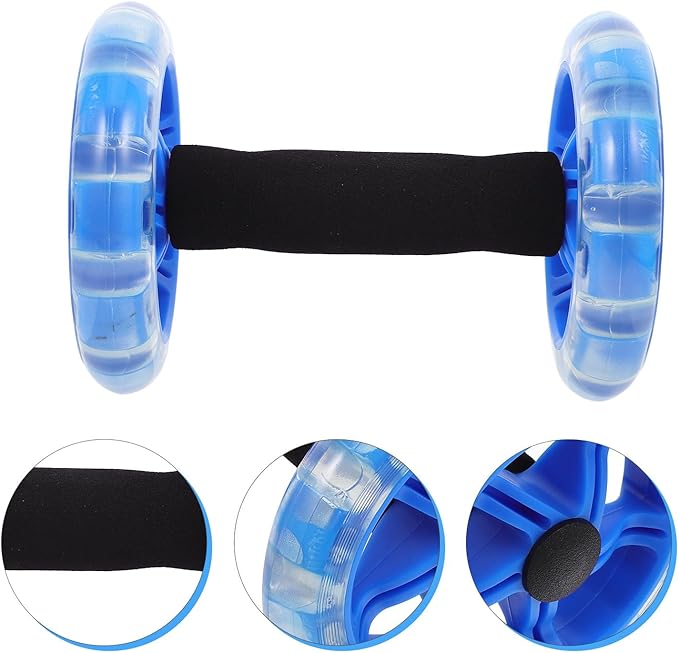 Dual Wheel Ab Roller Fitness Device for Core Strengthening and Weight Loss, Blue Tummy Exercise Wheel for Men and Women, Home Gym Abdominal Workout Equipment