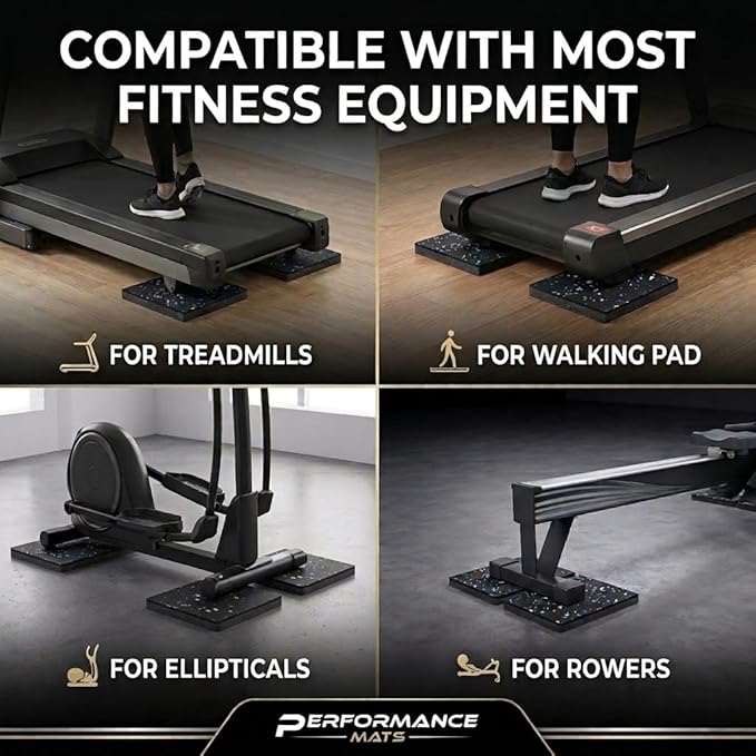 Treadmill Mat Pads,Walking Pad Mat for Bike Hardwood Floors&Carpet, 4 Pcs 3.94"x3.94"x0.6" Exercise Equipment Matt Hardwood,Rubber Foam Noise Reduce&Shocking Absorber Gym Floor Protector Padding