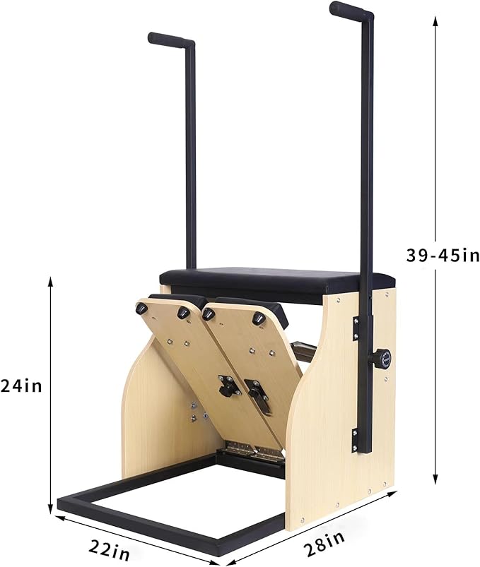 Pilates Chair, Home Pilates Chair, Pilates Chair for Home Workouts, Sturdy Metal Frame (Black Frame Black Cushion)