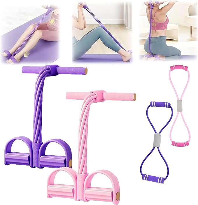 3 in 1 Resistance Bands with Handles, 8 Tube Pedal Resistance Device-Detachable and Adjustable, Fashion Puller Exercise, Multifunction Tension Rope for Strength Training