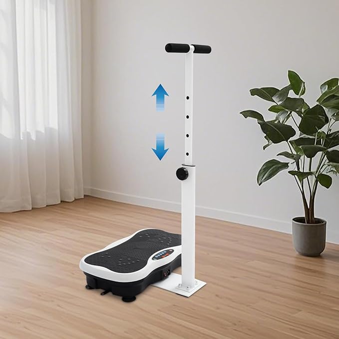 Vibration Plate Exercise Machine with Handle, Whole Body Vibration Platform Trainer with 120 Speed Levels, Resistance Bands, LED Display Home Fitness Vibration Workout Machine