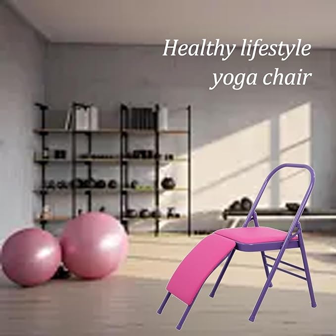 Yoga Auxiliary Chair, Yoga Chairs for Adults with Lumbar Back Support, Yoga Chair for Balance，Easy Storage，Strong Load-Bearing Capacity，as a Stool or a Meditation Chair，Load300kg(Purple)