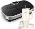 Vibration Plate Exercise Platform with Loop Bands + Renoj SnapShift 32oz Insulated Stainless Steel Tumbler (White) – Full Body Workout & Recovery Set