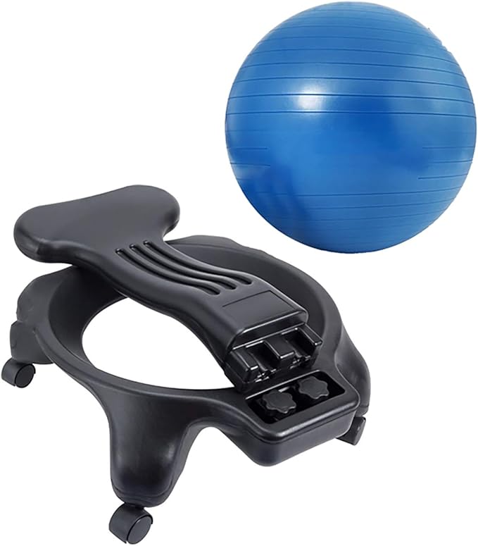 Active Sitting Exercise Ball Chair, Adjustable Posture Ball for Desk/Heavy Duty Pilates Ball for Chair Back with Rolling Wheel, Protection Legs/Spine Sensory Ball Chairs(Blue)