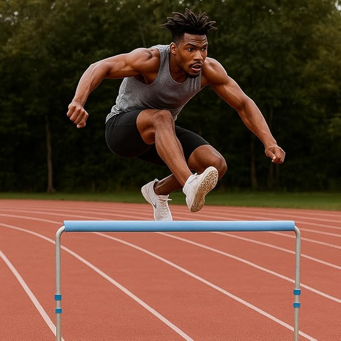Enhanced Training Agility Hurdles: Premium Self-Return Aluminum Set for Track, Field, Soccer, Football - Adjustable 27" to 42" - Versatile Performance Tools (Set of 3)